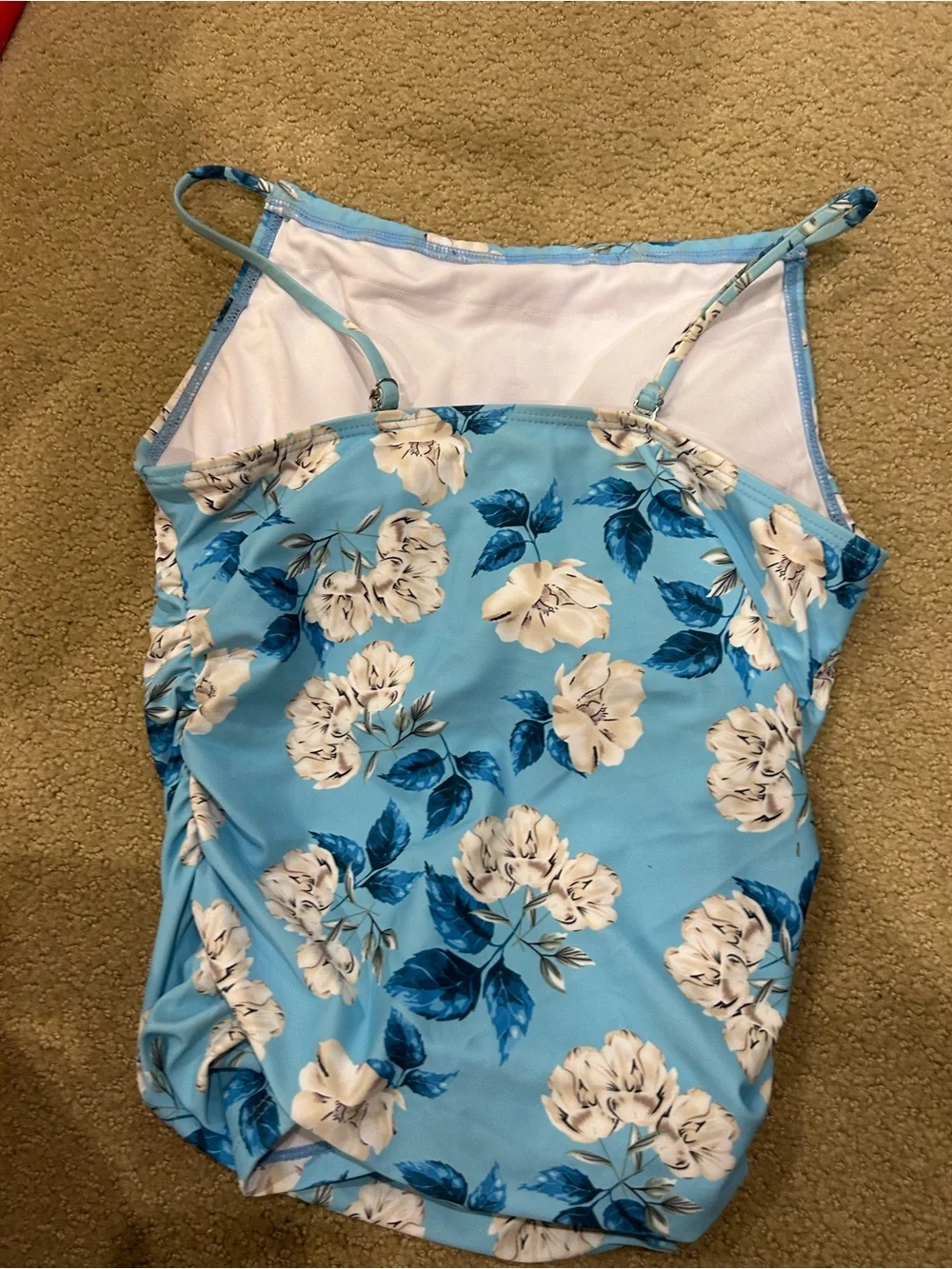 Light Blue Floral One-Piece Swimsuit - Picture 2 of 3
